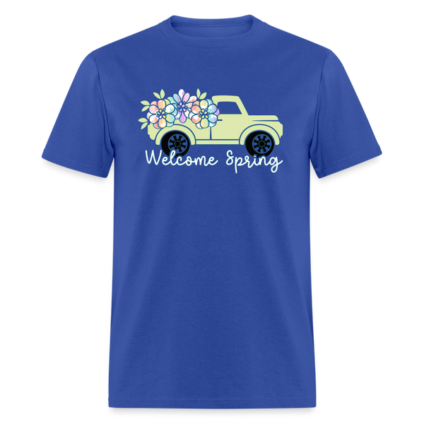 8401 Kelly's Banded Butterfly Welcome Spring Truck POD TSHIRT - royal blue