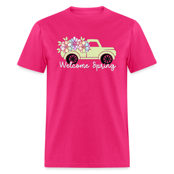 8401 Kelly's Banded Butterfly Welcome Spring Truck POD TSHIRT - fuchsia