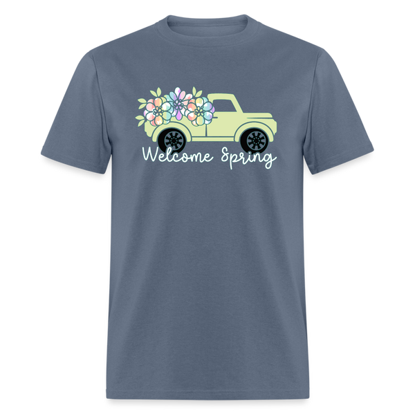 8401 Kelly's Banded Butterfly Welcome Spring Truck POD TSHIRT - denim