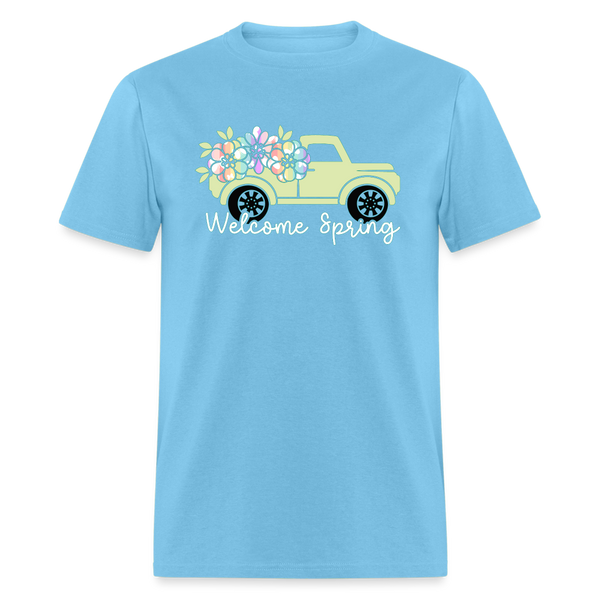 8401 Kelly's Banded Butterfly Welcome Spring Truck POD TSHIRT - aquatic blue